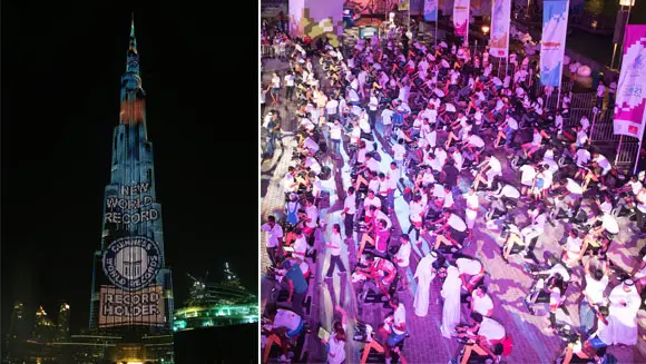 Dubai lights up Burj Khalifa as spectacular finale to cycling record attempt