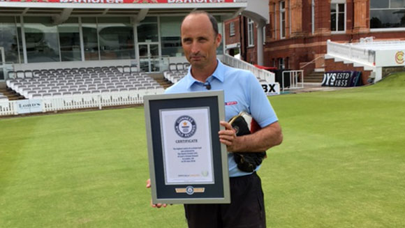 Drone stunt sees England legend Nasser Hussain set world record for Highest catch of a cricket ball 