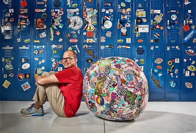 Stick together: John Fischer and the largest ball of stickers