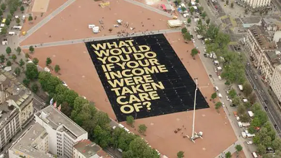 Swiss group creates largest poster ever to support vote for basic income