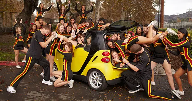 Twenty Cheerleaders in a Smart Car