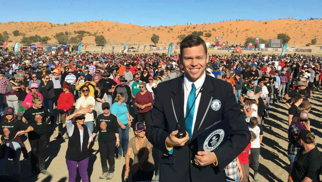  Record for largest nutbush dance broken at music festival in remote Australian town