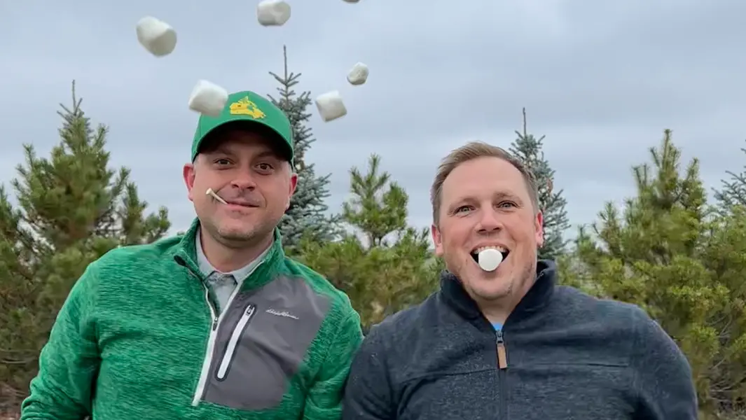 Canadian man gobbles marshmallow launched over 29 metres by friend's golf swing