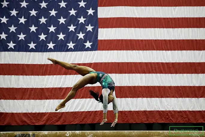 Simone executed the first double double dismount on beam in competition at the United States National Gymnastics Championships in Kansas City, Missouri, USA, on 9 Aug 2019...
