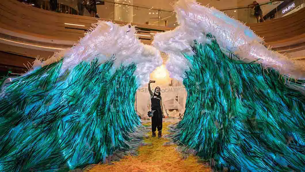 This amazing sculpture is made from thousands of recycled straws