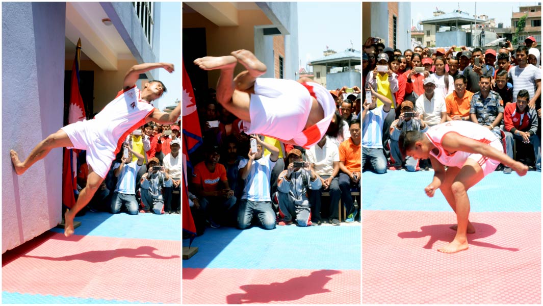 Most twisting backflips off a wall in one minute header