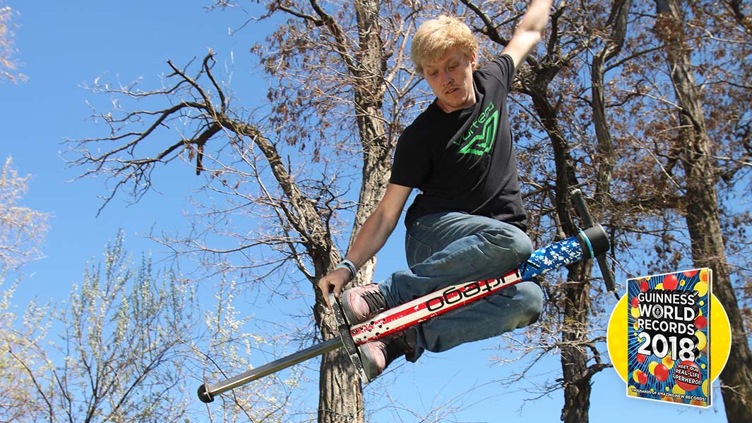 Highest jump on a pogo stick header