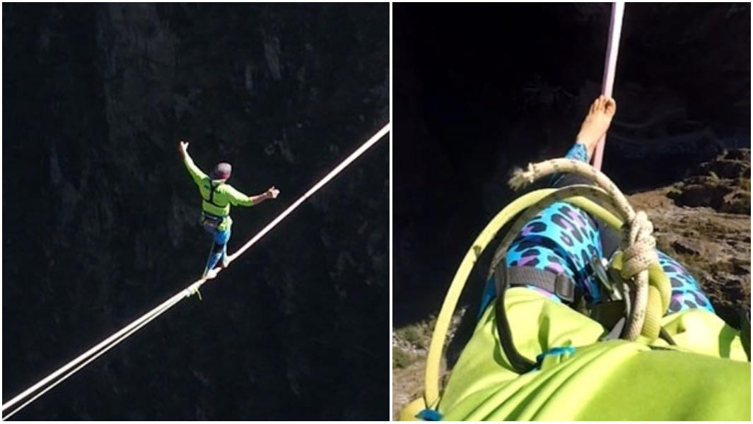longest highline walk wearing a blindfold header