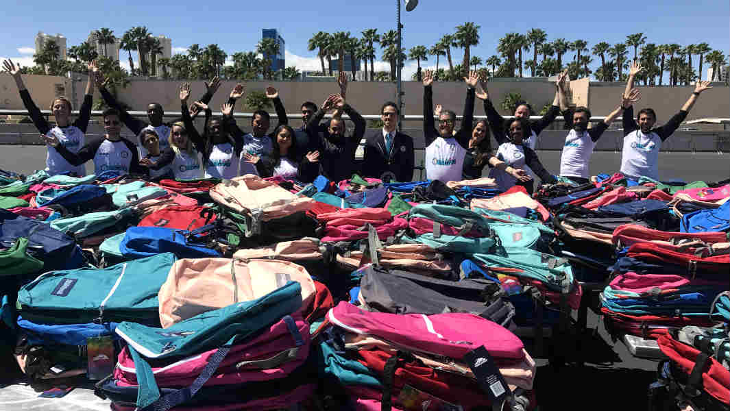 Most backpacks stuffed with school supplies in one hour