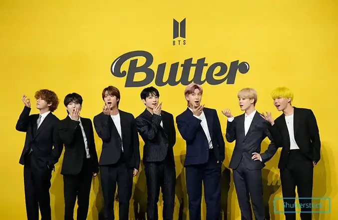 BTS with Butter yellow background
