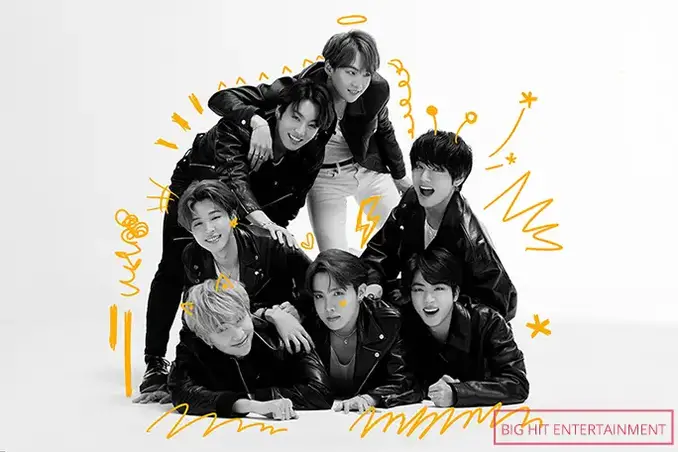 BTS white background with doodles