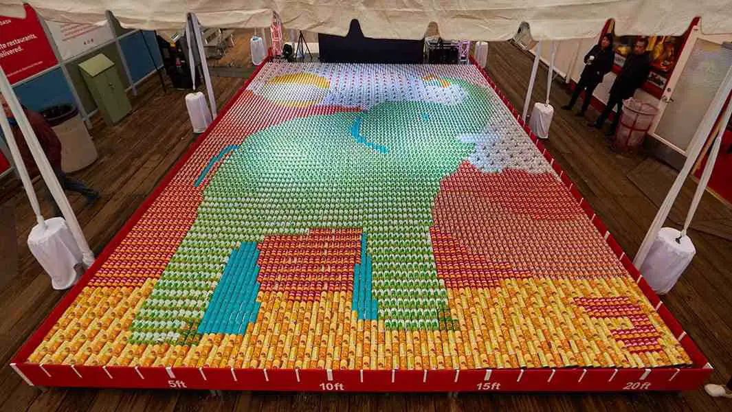 Unique record-breaking elephant image created with cans destined for food bank