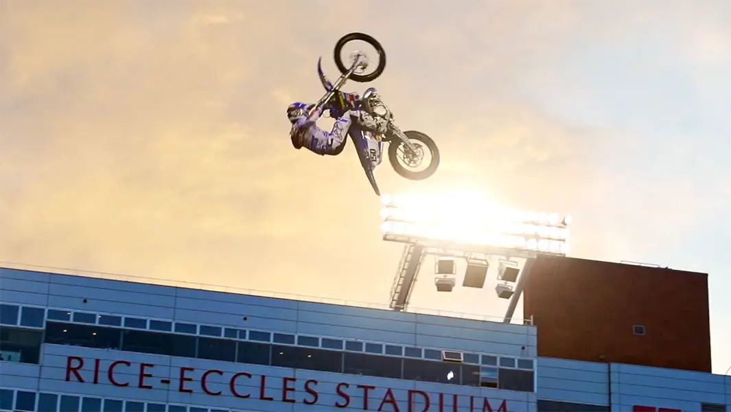 Watch the incredible moment a motocross rider landed the first double front flip