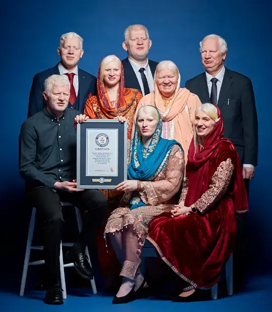 GWR Most Siblings With Albinism with parents and GWR certificate