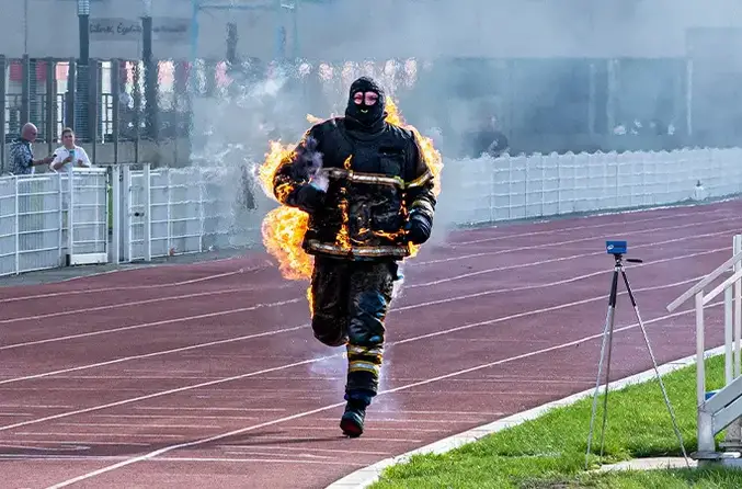 Jonathan Vero running on fire