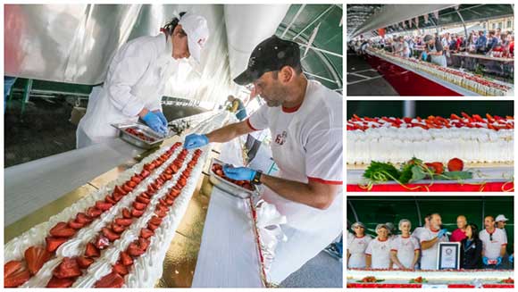 French strawberry festival serves up world’s longest fraisier pâtissier