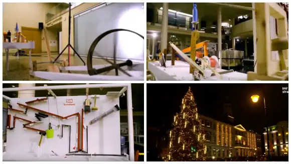 World’s largest Rube Goldberg machine lights up Christmas tree for Latvian town