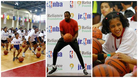 NBA star Kevin Durant teaches world’s largest basketball lesson in India