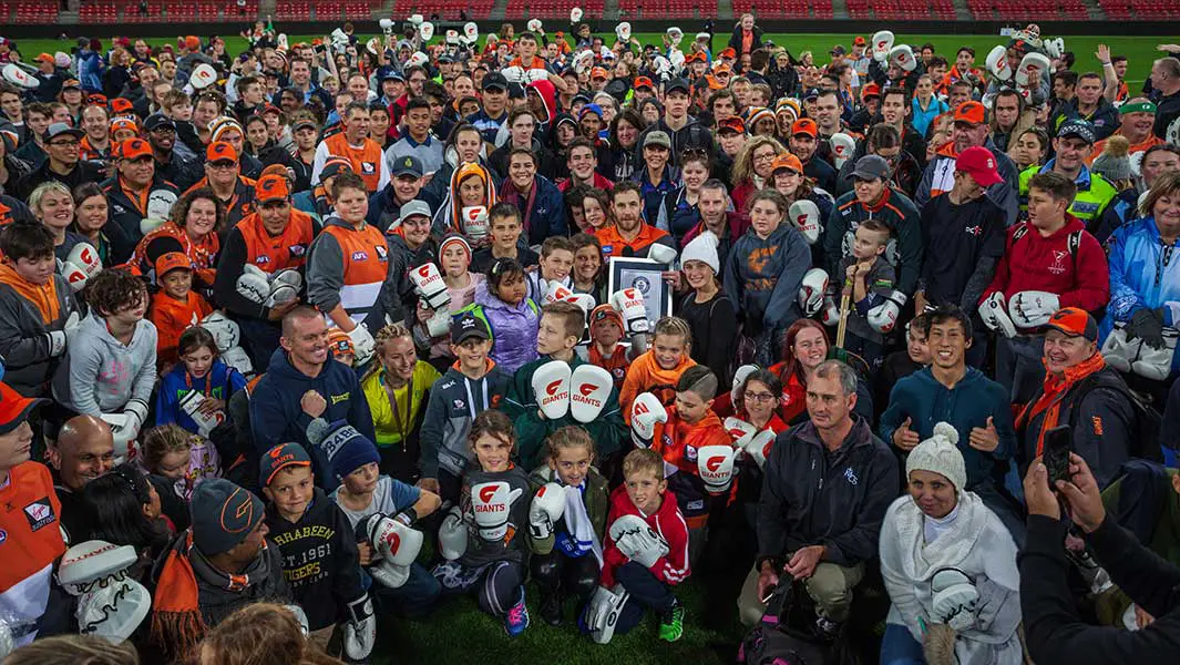 AFL Giants help young people break largest Boxercise™ lesson record in Australia