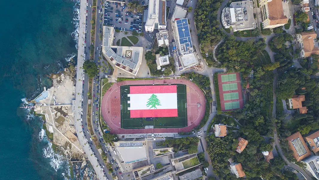 Beirut university students create giant Lebanese flag that can be seen from the sky