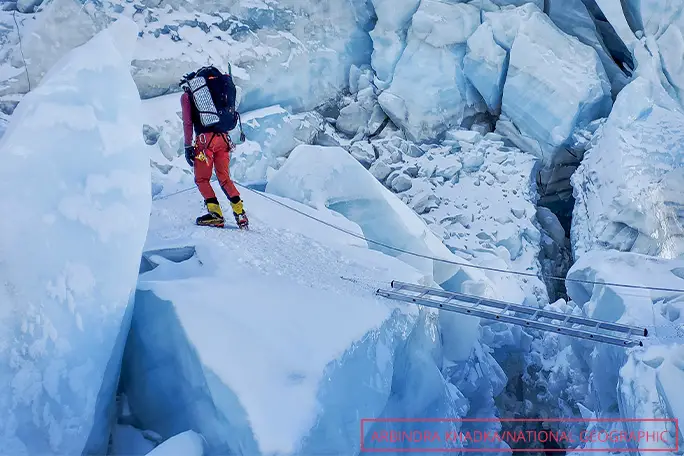 Tom Matthews navigates the Khumbu Icefall