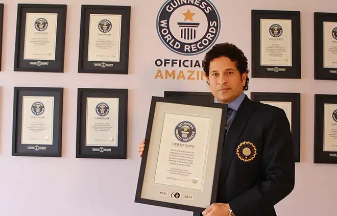 Cricket legend Sachin Tendulkar honoured as part of Guinness World Records  60th anniversary celebrations | Guinness World Records
