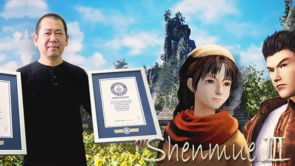 Japanese videogame designer Yu Suzuki accepts certificates for Shemue 3 crowdfunding records