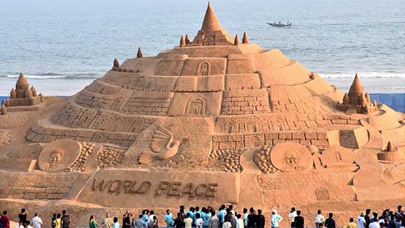 Indian artist breaks world record after building 48-foot sandcastle
