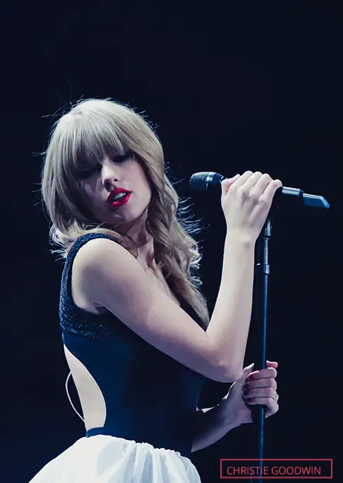 Taylor Swift during a concert credit Christie Goodwin