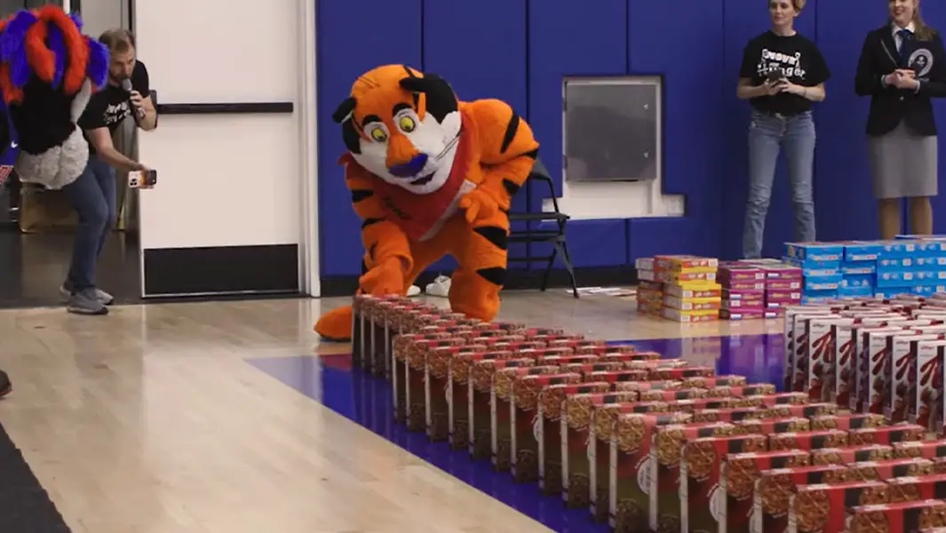 Incr-edible cereal box dominoes display breaks record in USA