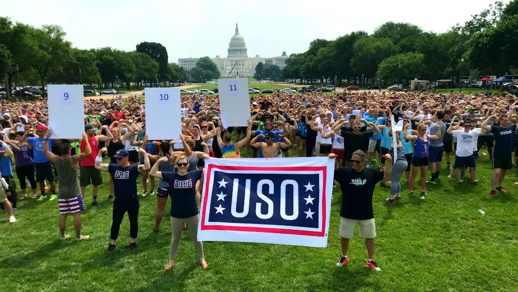 Hundreds gather to flex their muscles in Washington DC to support US Armed Forces 