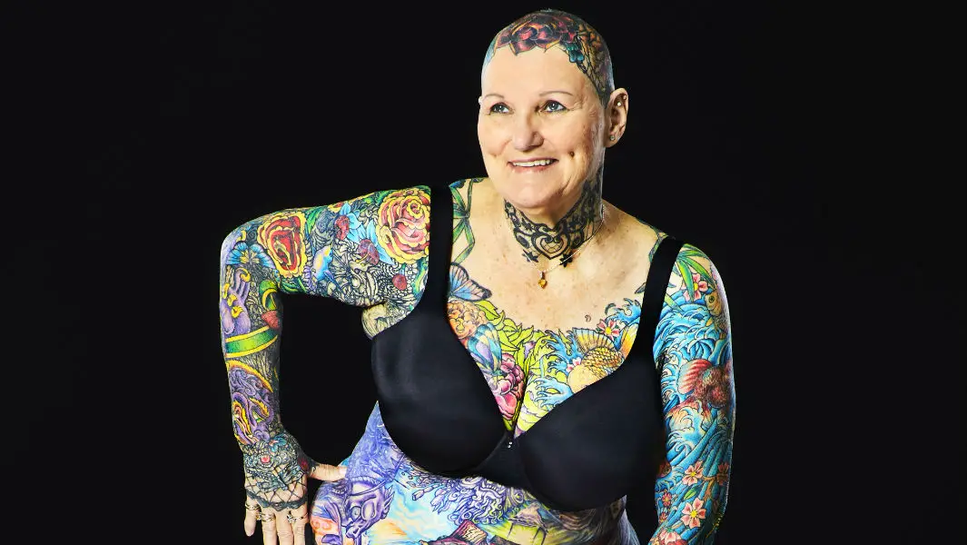 69-year-old becomes the most tattooed woman ever with 98.75% of her body inked