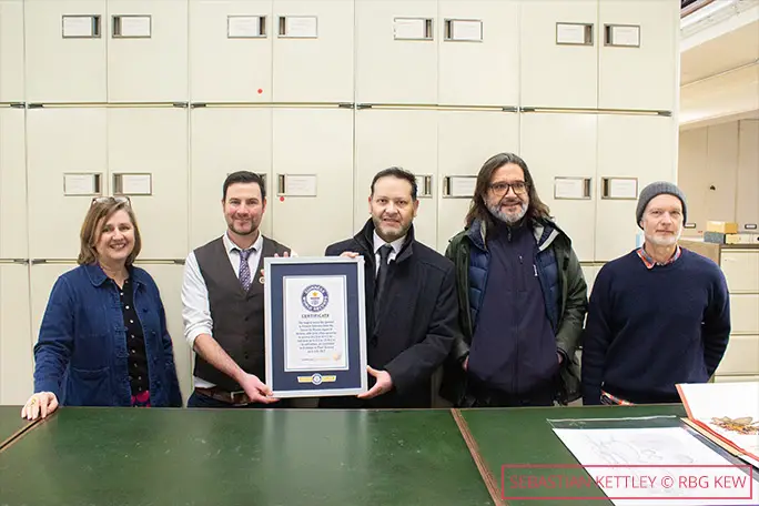 On 30 January 2023, GWR's Adam Millward visited RBG Kew to present an official certificate to Juan Carlos Crespo Montalvo, Bolivia's Charge d'Affaires in the UK, to recognize Bolivia's record-breaking endemic waterlily