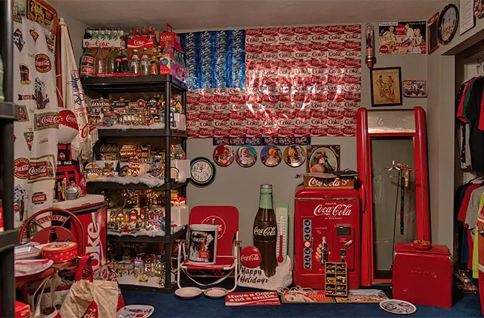 coca cola memorabilia labels as flag
