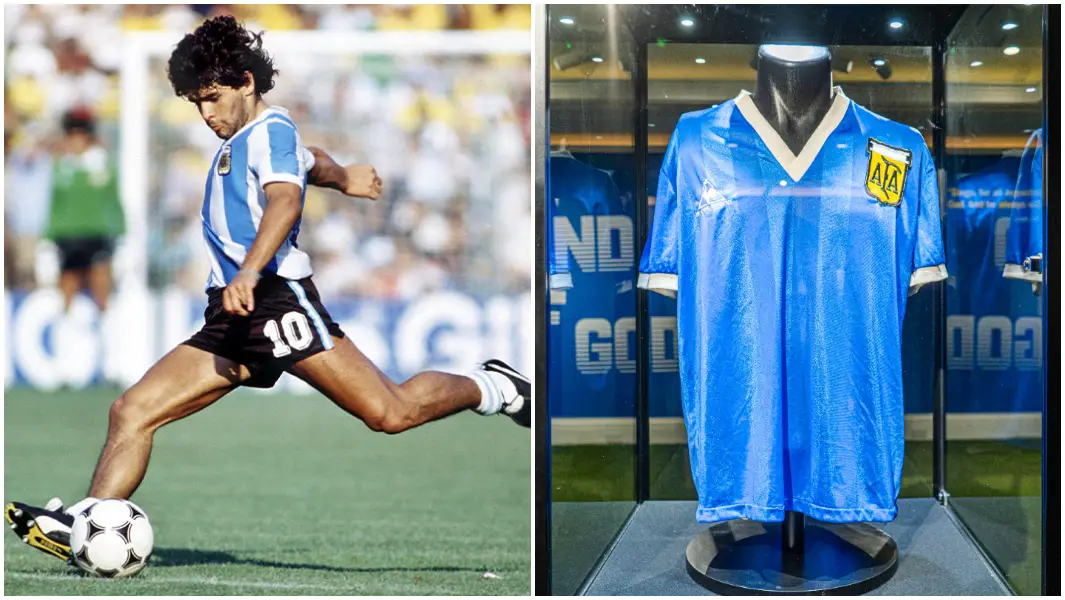 Diego Maradona's 'hand of god' shirt breaks two records at auction
