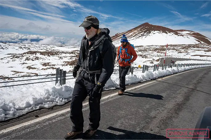 Vescovo and Kapono hike on the Humu'ula Trail up to Mauna Kea's observatory