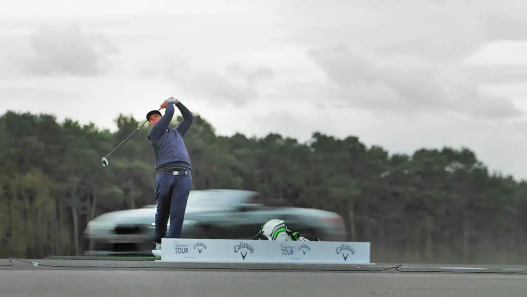 Marcus Armitage lands golf ball in speeding car breaking record 