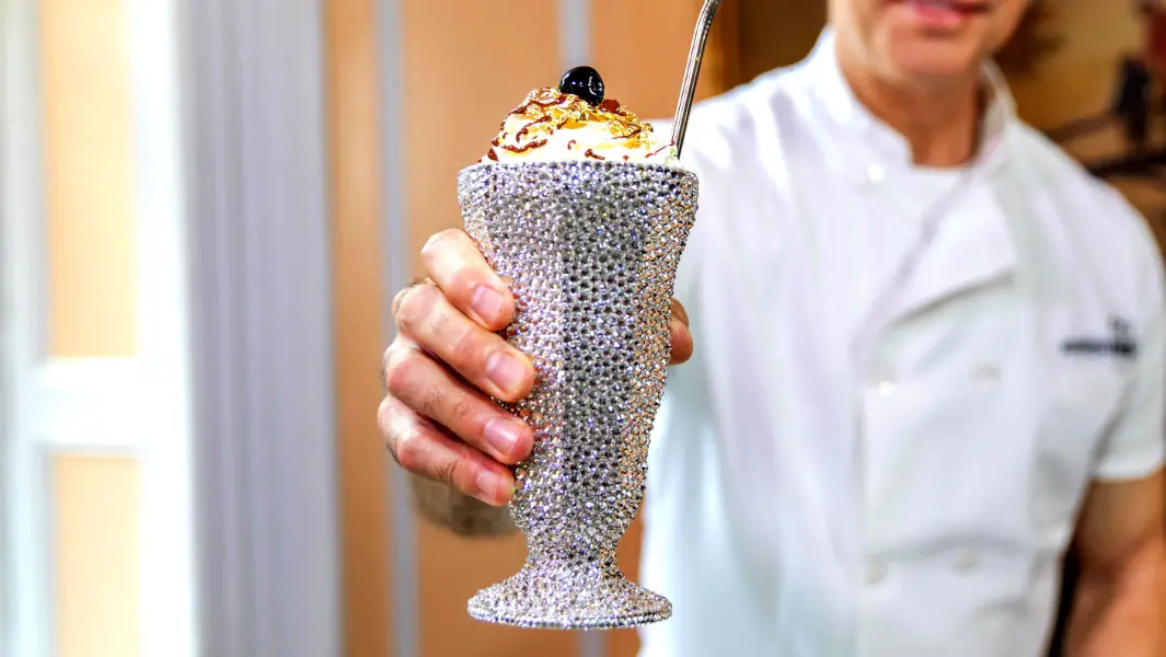 New York restaurant serves most expensive milkshake in a glass covered with Swarovski crystals