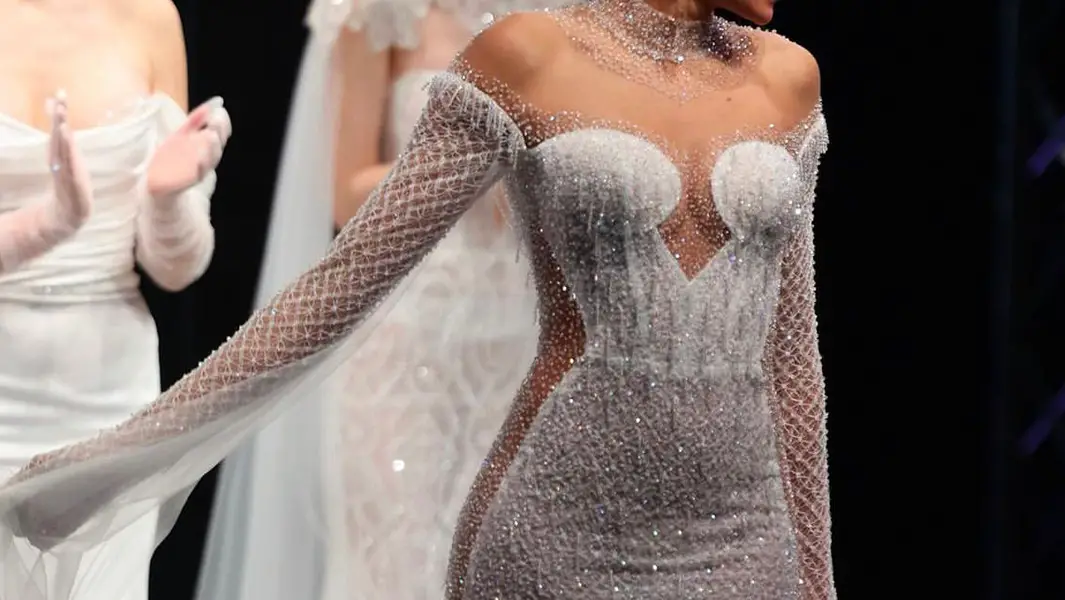 Sparkling wedding dress with over 50,000 crystals took 200 hours to sew
