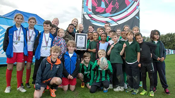 Over 400 kids from Richmond play tag rugby and try for a record