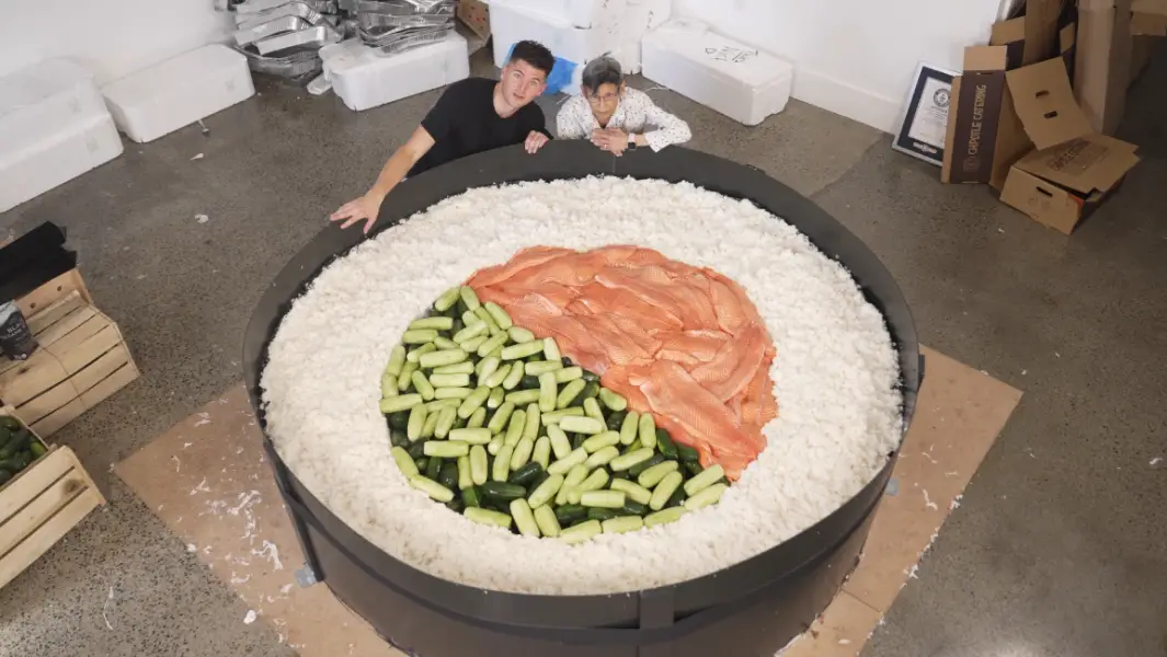 Largest sushi roll: TikTok chefs Nick DiGiovanni and Lynja break two more records