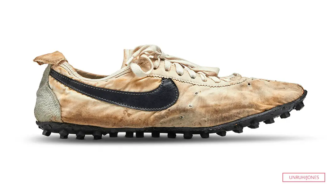 1972 Nike Moon Shoe has just been sold at a Sotheby’s for a price $437,500 to Canadian collector and businessman Miles Nadal - breaking the record for the most expensive trainers (sneakers) sold at auction