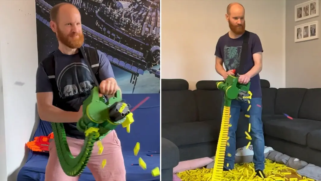 Engineer builds Nerf-style minigun with record-breaking fire rate