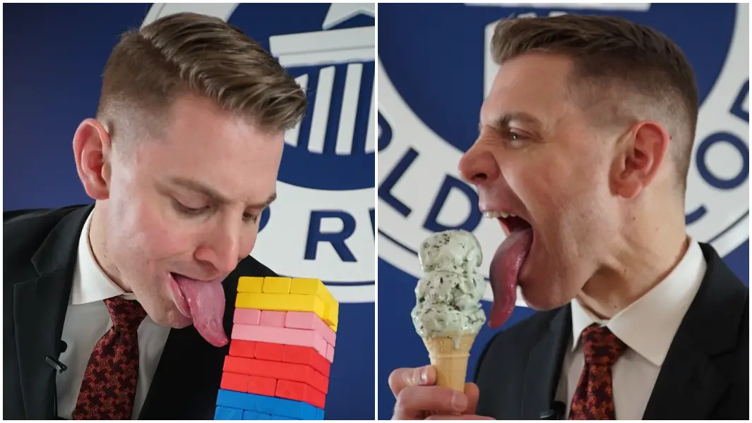 Man with longest tongue in the world laps up new record title | Guinness  World Records