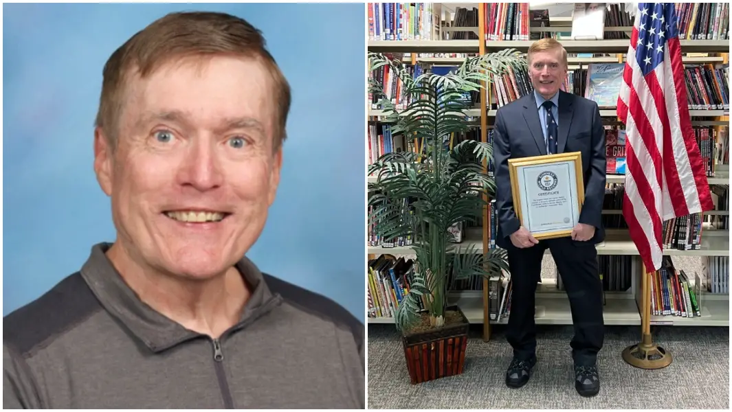split image of paul durietz faculty headshot and holding his gwr certificate