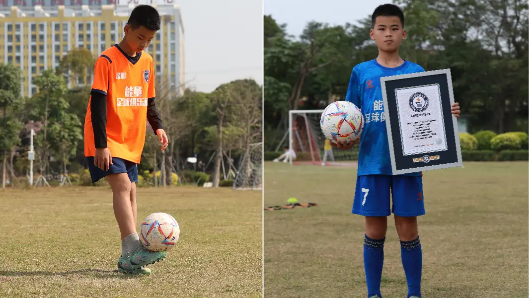 Football mad youngster bags record by juggling ball with his feet 8,000  times