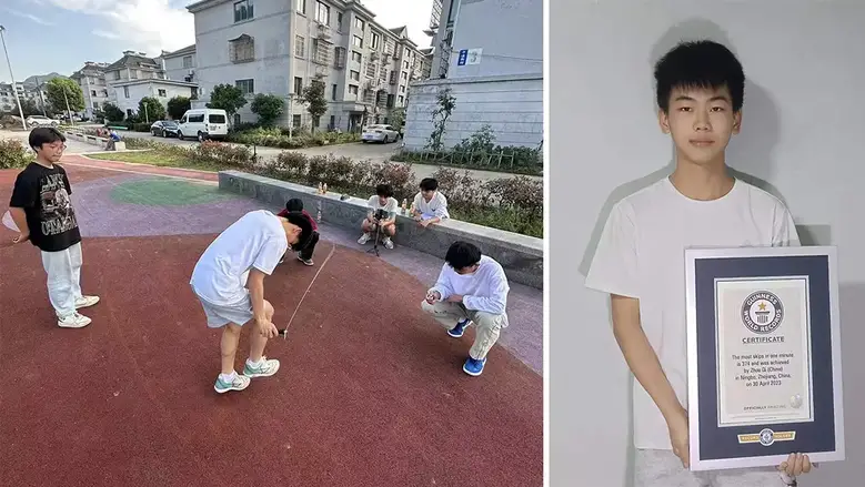 split-image-of-zhou-qi-with-his-friends-and-with-GWR-certificate