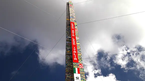 LEGO Italia's colossal plastic brick structure towers over previous record