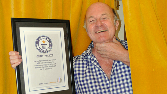 Clive Greenaway - most jokes told in one minute