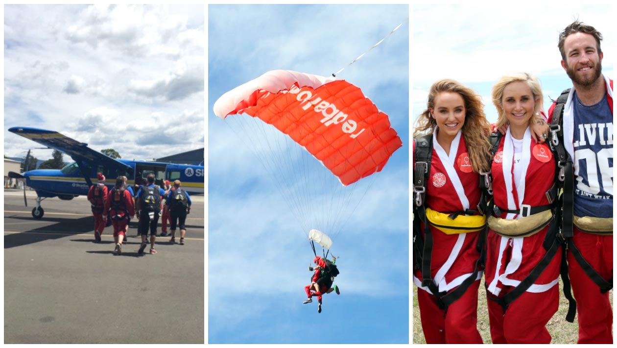 Most tandem parachute jumps in eight hours collage